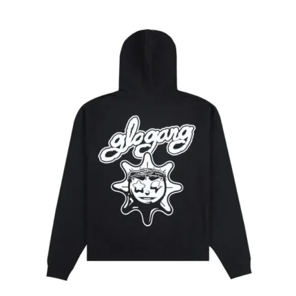 Glo Gang Font Logo Zip Up Black Hoodie